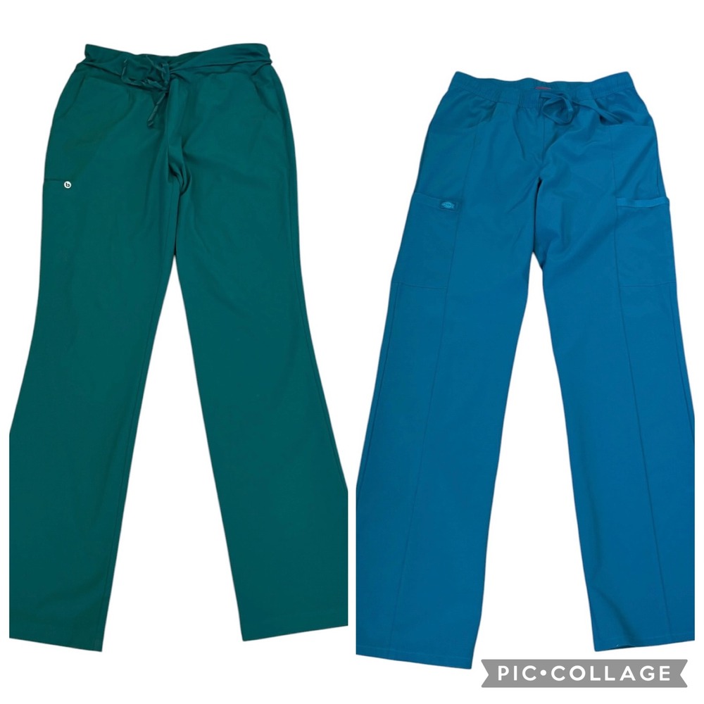 Lot of 2 Barco One Dickies Scrub Pants Medium Tall Green Cargo Medical